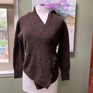 Betabrand Black Sheep‎ Wool Sweater Wrap Hooded Long Sleeve Women S/M - GUC
